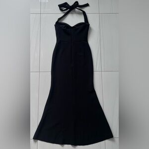 Hello Molly Black Strapless Mermaid Gown with Halter Tie and Sweetheart Neck Sz4